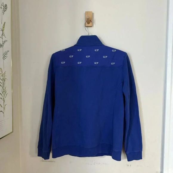 Vineyard Vines Women's Sweater Blue Size M Pullover 1/4 Zip Whale Logo Mock Neck - Picture 2 of 4